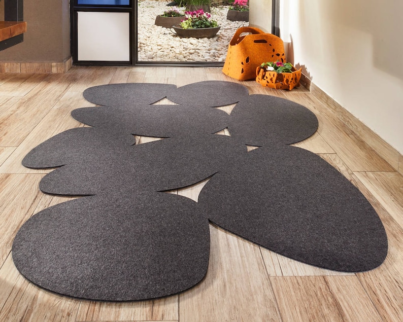 Sale Modern Minimalist Wool Felt Area Rug Eco Friendly Boho Etsy