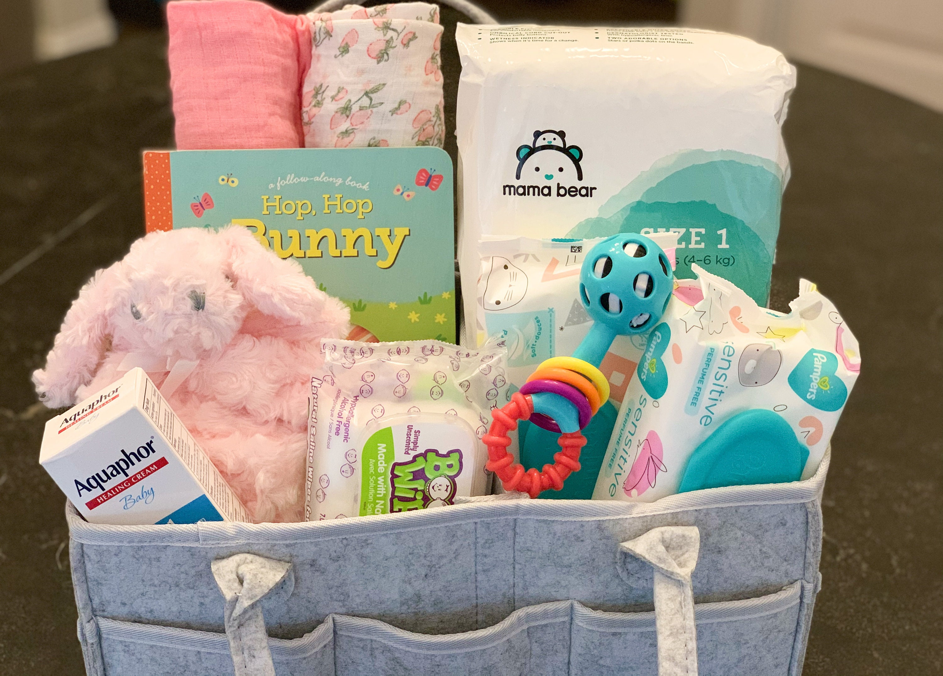 Filled Baby Girl Bunny Diaper Caddy Gift Basket Etsy