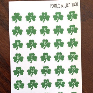 Shamrock Date Covers Planner Stickers - Shamrock Numbers - Shamrock Stickers - Date Cover Ups - St. Patrick's Day Countdown Planner Stickers