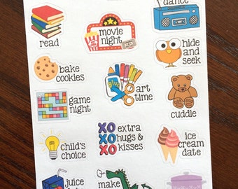Quality Time Stickers - Family Time Planner Stickers - Kid Stickers - Children Stickers - Bucket List Stickers - Mom Stickers