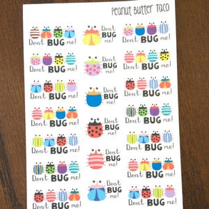 Don&#39;t Bug Me Planner Stickers - Bug Stickers - Bad Day Planner Stickers - Funny Stickers - Crabby Stickers - Mood Stickers - Adult Stickers