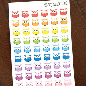 Autocollants Rainbow Owl - Autocollants Owl Planner - Autocollants pour les devoirs - Autocollants de lecture - Autocollants scolaires - Autocollants pour animaux - Autocollants pour les enseignants
