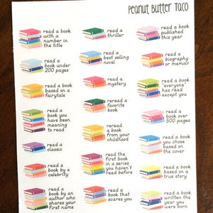 Stickers van de planner voor het lezen van de uitdaging - stickers van de planner voor het lezen - plannerstickers voor het lezen van bucketlist - kalenderstickers - boekstickers