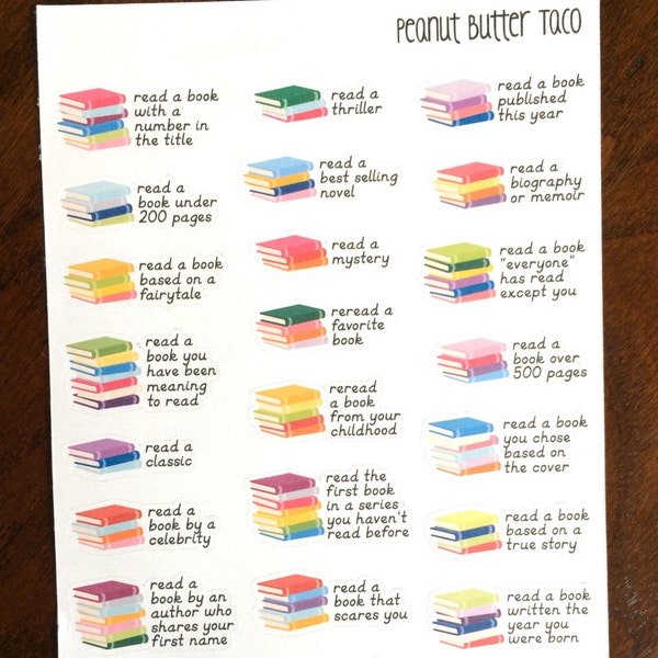 Reading Challenge Planner Stickers - Reading Planner Stickers - Reading Bucket List Planner Stickers - Calendar Stickers - Book Stickers