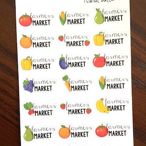 Farmers Market Planner Stickers - Market Stickers - Grocery Shopping Stickers - Fruit and Vegetables Stickers - Food Groceries Stickers