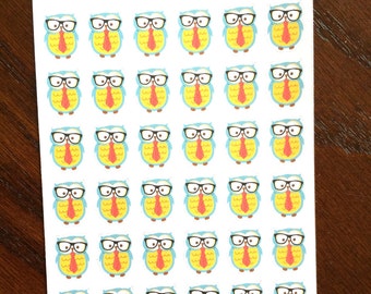 Nerdy Owl Stickers - Owl Planner Stickers - Nerd Stickers - Homework Stickers - Reading Stickers - School Stickers - Library Stickers