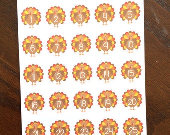 Turkey Date Cover Planner Stickers - Turkey Stickers - Thanksgiving Stickers - November Planner Stickers - Date Covers - Number Stickers