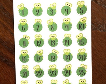 Frog Date Covers Planner Stickers - Lily Pad Stickers - Frog Stickers - Frog Date Cover Stickers - Number Planner Stickers - Green Stickers