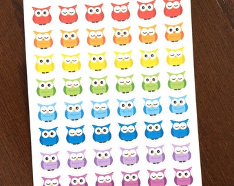 Rainbow Owl Stickers - Owl Planner Stickers - Homework Stickers - Reading Stickers - School Stickers - Animal Stickers - Teacher Stickers