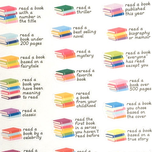Book Stickers Bookish Planner Stickers Reading Challenge Stickers Check