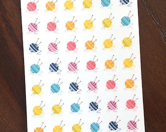 Knitting Yarn Balls Planner Stickers - Knitting Needles & Yarn Stickers - Scrapbook Stickers - Knit Stickers- Knitting Project Stickers