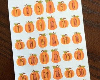 Pumpkin Date Covers Planner Stickers - Halloween Countdown Stickers - Date Cover Up Planner Stickers - Pumpkin Stickers - Numbers Stickers