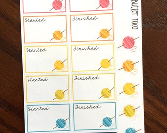 Crochet Planner Stickers - Started/Finished Project Stickers - Crochet Stickers - Hobby Stickers - Calendar Stickers - Yarn Stickers