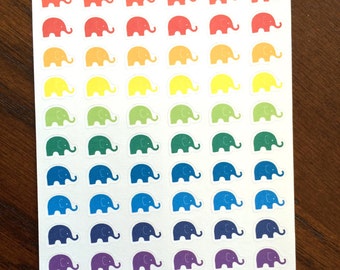 Elephant Planner Stickers - Elephant Stickers - Small Stickers - Animal Stickers - Rainbow Elephants - Good Luck Stickers - Elephants