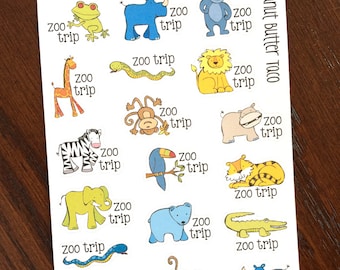 Zoo Trip Planner Stickers - Zoo Day Stickers - Family Time Planner Stickers - Kid Stickers - Children Stickers - Mom Stickers - Summer