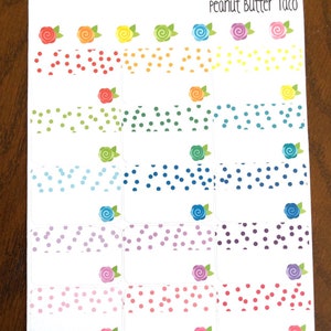 Confetti Roses Half Box Planner Stickers - Rainbow Confetti Half Boxes - Floral Half Boxes Stickers - Roses Half Boxes Stickers - Rose