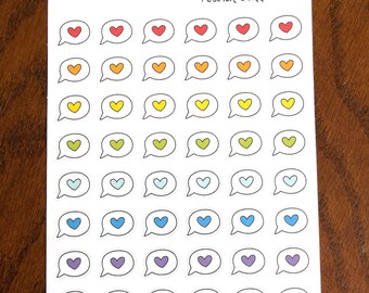 Heart Speech Bubble Planner Stickers - Doodle Heart Stickers - Speech Bubbles Stickers - Small Thought Bubbles Stickers - Love Stickers