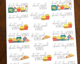 Cheat Day Vibes  Planner Stickers - Cheat Meal Planner Stickers - Diet Stickers - Food Stickers - Meal Planning Stickers - Dinner Stickers