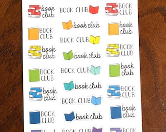 Book Club Stickers- Hand Drawn Reading Planner Stickers - Book Stickers - Reading Stickers - Bookish Stickers - Doodle Planner Stickers