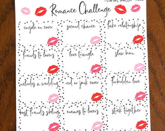 Romance Reading Challenge Planner Stickers - Genre Reading Challenge Stickers - Reading Bucket List Stickers - Reading Stickers - Kiss