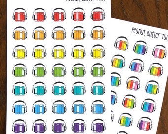 Audiobook Doodle Planner Stickers - Audiobooks Book Planner Stickers - Reading Stickers - Bookish Stickers - Book Icon Stickers - Listening