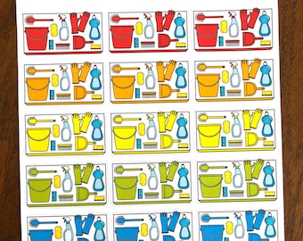 Cleaning Flat Lay Stickers - Cleaning Planner Stickers - Spring Cleaning Stickers - Spray Bottle Stickers - Clean Bathroom Stickers - House