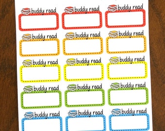 Buddy Read Boxes Planner Stickers - Book Lover Stickers - Reading Stickers - Bookish Stickers - Book Stickers - Reading Journal Stickers