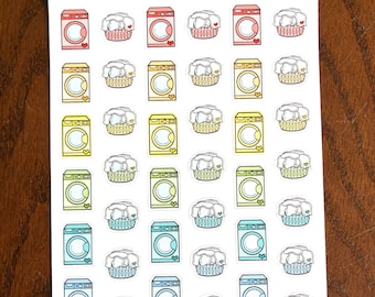 Laundry Planner Stickers - Cleaning Planner Stickers - Washing Machine Stickers - Laundry Basket Stickers - Wash Clothes Calendar Stickers