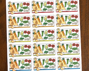 Meal Prep Flat Lay Stickers - Meal Prep Stickers - Meal Plan Stickers - Meal Planning Stickers - Cutting Board Stickers - Cooking Stickers