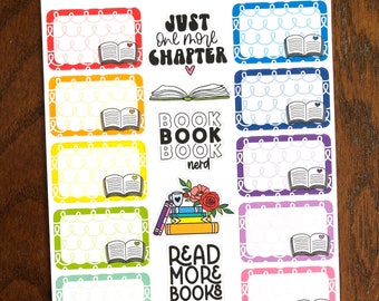 Loopy Book Boxes Planner Stickers - Book Stickers - Books - Quotes - Bookish Reading Stickers - Book Journal Stickers - Bookworm Stickers