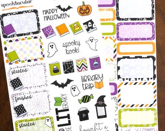 Halloween Bookish Sampler Planner Stickers - Spooktacular Reading Planner Stickers - Fall Reading - Book Stickers - Currently Reading