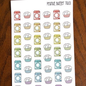 Laundry Planner Stickers - Cleaning Planner Stickers - Washing Machine Stickers - Laundry Basket Stickers - Wash Clothes Calendar Stickers