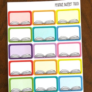 Open boek halve vakken - plannerstickers lezen - leesgrage stickers - boekjournaalstickers - boekenwurmstickers - boekstickers - boekenliefhebber