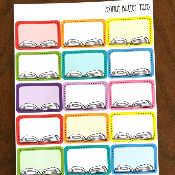 Open Book Half Boxes - Reading Planner Stickers - Bookish Stickers - Book Journal Stickers - Bookworm Stickers - Book Stickers - Book Lover