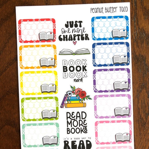 Loopy Book Boxes Planner Stickers - Book Stickers - Books - Quotes - Bookish Reading Stickers - Book Journal Stickers - Bookworm Stickers