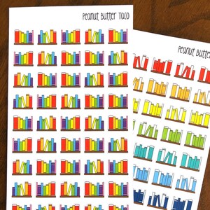 Small Rainbow or Monochrome Bookshelf Planner Stickers - Bookshelves Stickers - Reading Stickers - Book Stickers - Reading Planner Stickers