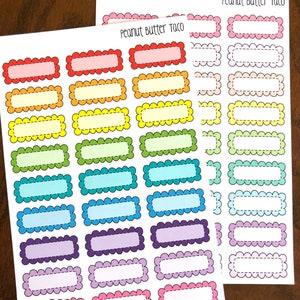 Scallop Quarter Boxes - Regenbogen oder Pastell Boxen - Doodle Boxen Planner Aufkleber - Box Planner Aufkleber - Handgezeichnete Planner Aufkleber