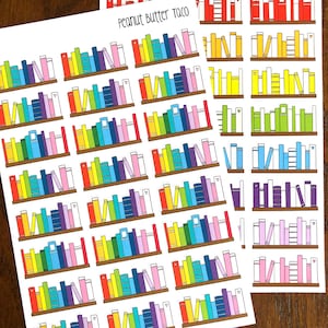 Large Rainbow Bookshelf Planner Stickers - Bookshelves Planner Stickers - Reading Stickers - Book Stickers - Reading Planner Stickers - Read