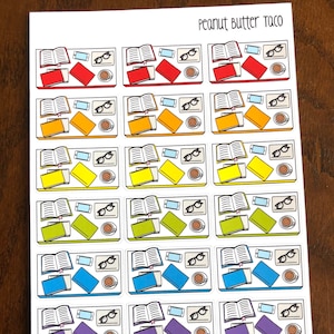 Reading Flat Lay Planner Stickers - Book Journal Stickers - Reading Stickers - Book Stickers - Reading Planner Stickers - Read - Bookish