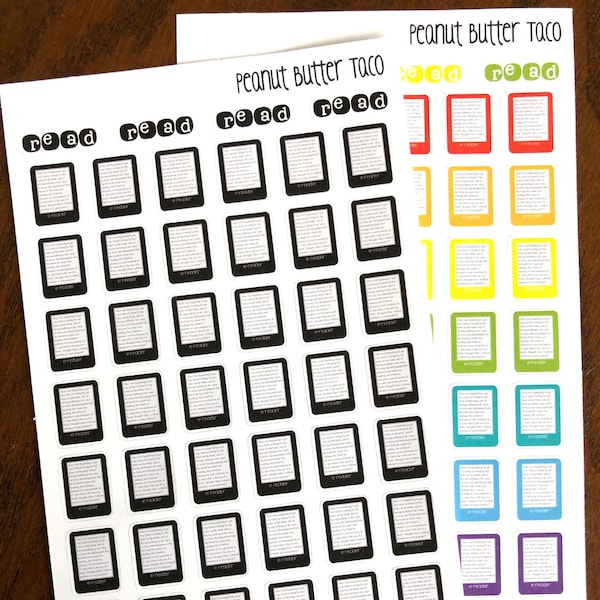 E-Reader Stickers - Black or Rainbow Reading Planner Stickers - E-Book Stickers - Book Planner Stickers - Bookish Stickers - ebook Stickers
