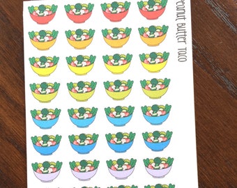 Salad Stickers - Salad Planner Stickers - Salad Bowls - Salad Bowl Stickers - Meal Planning Stickers - Meal Plan Stickers - Food Stickers