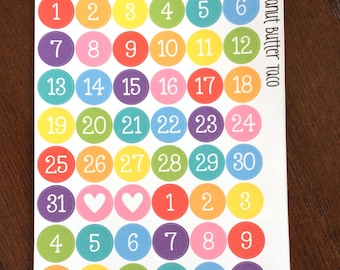 Large Rainbow Date Covers - Planner Number Stickers - Countdown Stickers - Calendar Number Stickers - Rainbow Date Cover Up Stickers