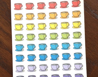 Tea Stickers - Rainbow Tea Planner Stickers - Tea Time Stickers - Teacup Stickers - Drink Stickers - Hot Tea Stickers - Tea Cup Stickers