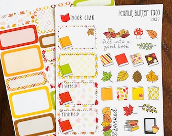 Classic Fall Bookish Sampler Planner Stickers - Autumn Reading Stickers - Fall Reading - Book Stickers - Fall Leaves Stickers - Cozy Fall