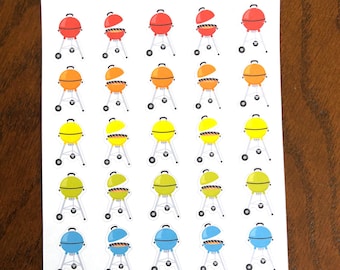 Rainbow Grills Stickers - BBQ Stickers - Grilling Stickers - Barbecue Stickers - Meal Plan Stickers - Summer Stickers - Grill Stickers