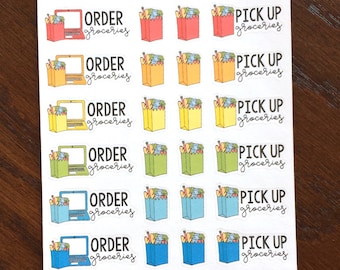 Order Groceries Planner Stickers - Pick Up Groceries Stickers - Grocery Shopping Stickers - Supermarket Stickers - Food Stickers