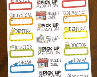 Medical Sampler Planner Stickers - Doctor Planner Stickers - Dentist Stickers - Prescription Stickers - Hospital Stickers - Medication