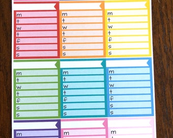 Blank Sidebar Stickers - Weekly Stickers - Days of the Week Planner Stickers - Full Boxes - Menu Planning - Work - Cleaning