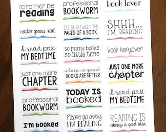 Reading Sayings Planner Stickers - Bookworm Planner Stickers - Reading Planner Stickers - Boek Stickers - Boek Lover Stickers - Boeken