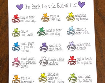 De bucketlist van de boekenliefhebber - Reading Challenge Planner Stickers - Reading Bucket List Planner Stickers - Kalenderstickers - Boekstickers